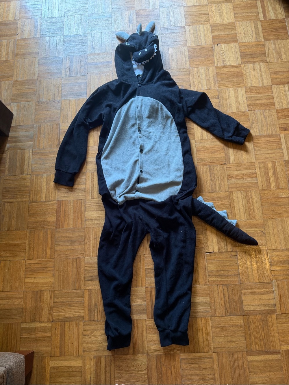 Black and Gray Dragon Onesie Costume